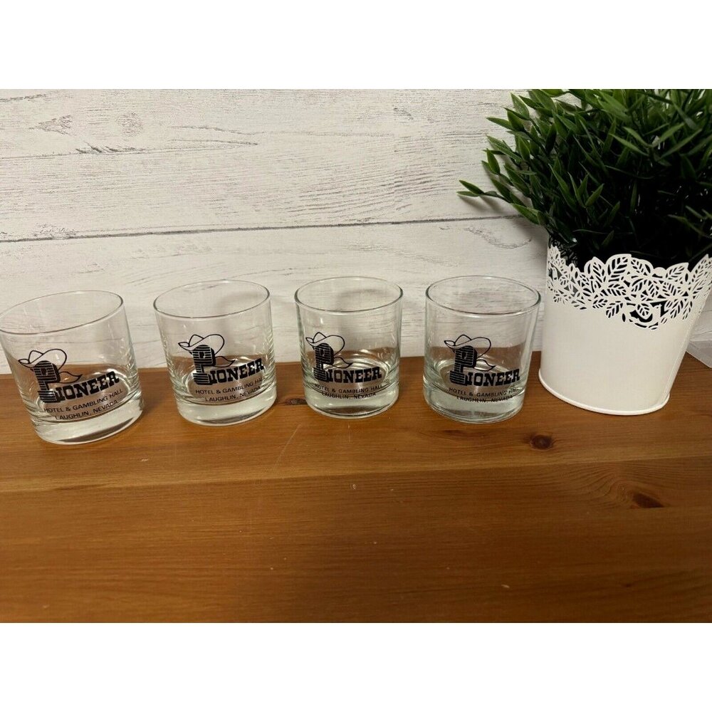 4 Vintage Pioneer Hotel & Gambling Hall Laughlin NV Glasses